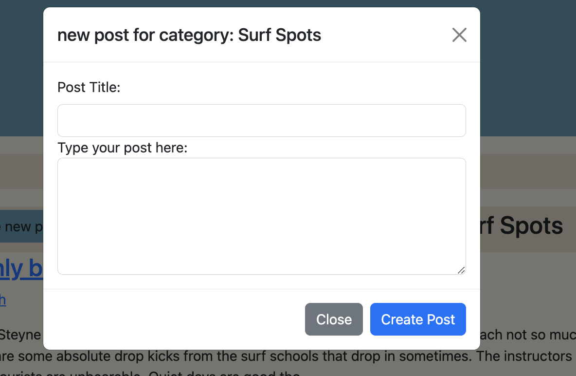 Create post form screenshot