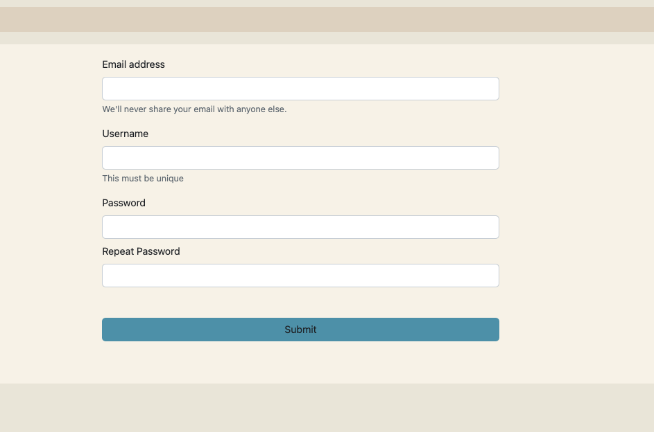 Signup form screenshot